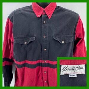 Panhandle Slim Men's Red Black Western  Long‎ Sleeve Button Up Shirt Size 17/34